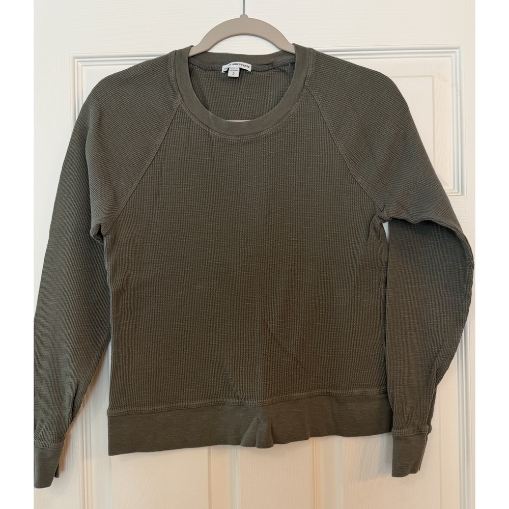 James Perse Waffle Knit‎ Thermal Top Olive Long Sleeve Warm Quiet Luxury Medium